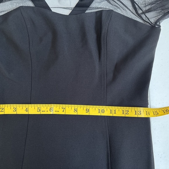 Maggy London Women's Size 6 Black Fishnet Mesh Long Sleeve Mid Length Dress - Picture 12 of 14